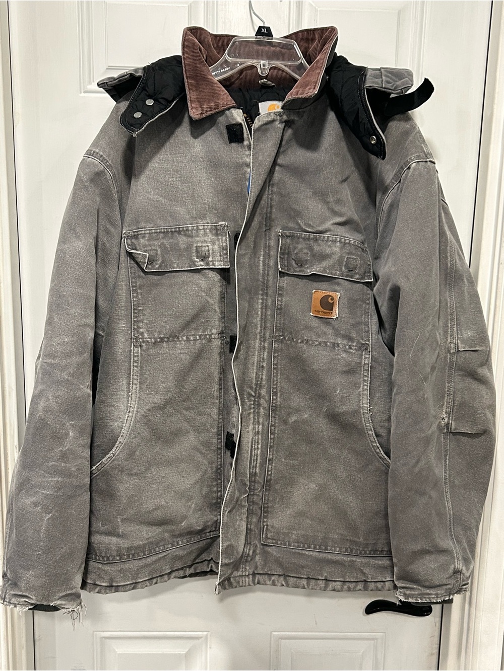 Carhartt C26 MTL Traditional Coat Metal Gray XL Quilt Lined W/Hood Vintage Dec99